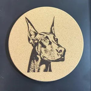 Doberman 8" Cork Trivet Hotpad - Adorable Design for Kitchen Protection & Personality - Perfect for Cooking Hosting or Gifting - Tableware Coasters Trivets