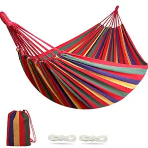 Double Hammock Person Cotton Canvas Hammock Portable Camping Hammock with Carrying Bag