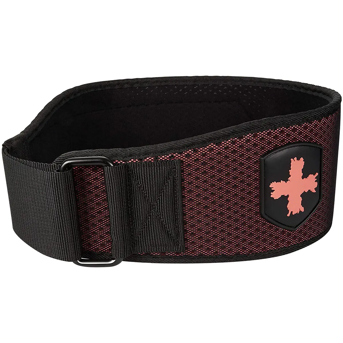Harbinger Women's HexCore 4.5” Wide Gym Belt with Hook & Loop, Breathable Honeycomb Mesh for Lower Back Support During Weight Lifting, Coral