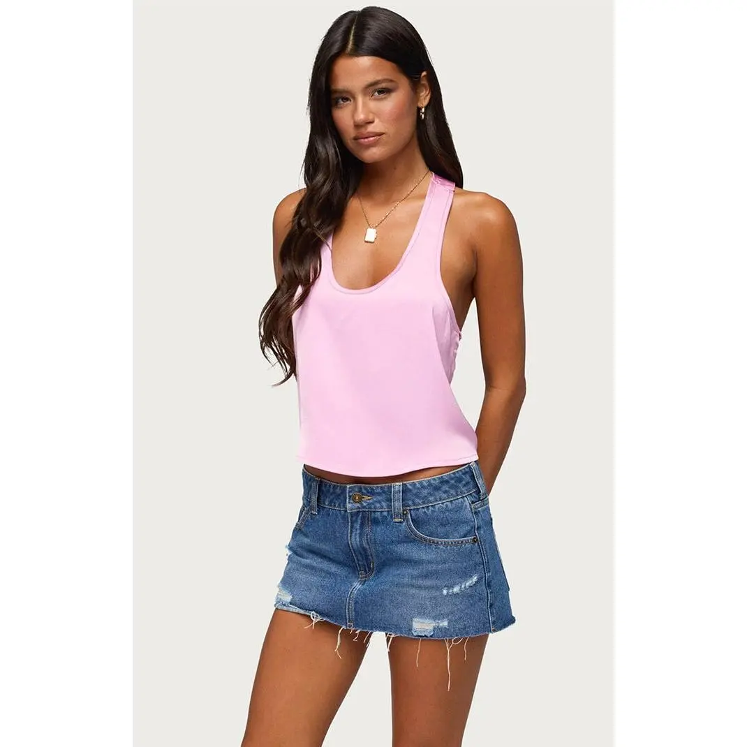 Edikted Women's Satin Backless Bead Chain Top