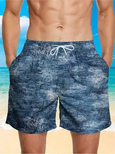 Men's 3D Quick-Dry Swim Trunks with Zipper Waistband and Side Pockets, Non-Sticky Quick-Dry Technology for Beach Fitness Swimming, Machine Washable, Suitable for Surfing, Basketball, Travel, Essential Summer Swimwear, Sportswear, Lightweight Fabric, Surfi