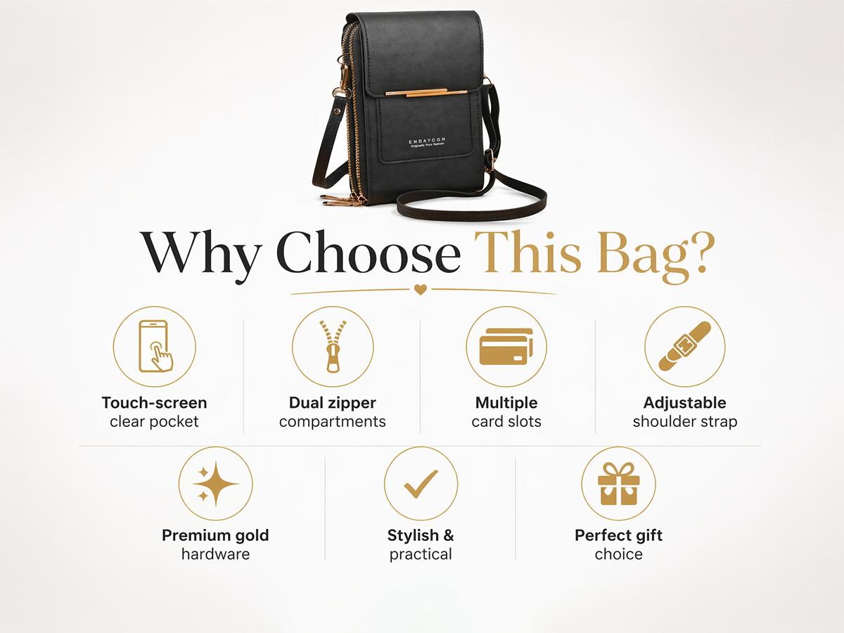 Women's 2026 Trendy Minimalist Elegant Touchscreen Crossbody Phone Wallet Bag - Crossbody Bags for Women, Multi-Card Slots, Coin Pouch, Adjustable Strap, Water-Resistant - Shopping, Travel Use, Multi-Color Gift Accessory