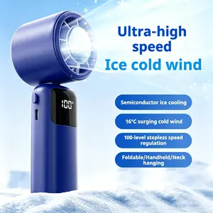 4-in-1 portable refrigeration handheld turbo fan with 200 speed settings, 21,000 revolutions per minute, 12hour cooling, digital display, 120° rotation, USB charging, mini handheld personal fan.Suitable for travel, indoor use, and office desk usage