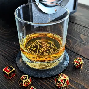 Critical Hit Glass Tumbler 10.5 oz D20 Engraved Tumbler for Dungeons & Dragons Fans - Cup, Drinkware