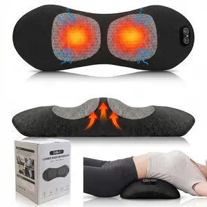 Rechargeable 3-in-1 Lumbar Massage Pillow with Heat, Vibration & Traction for Lower Back Pain Relief, Ergonomic Support Cushion for Car, Office, Bed & Home summervibes