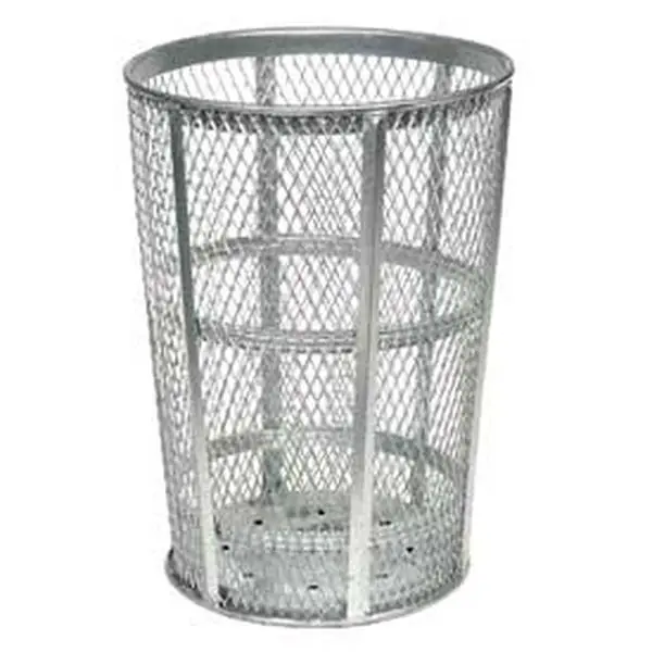 Global Industrial 237633 Cylindrical Weatherproof ADA Compliant Steel Outdoor Galvanized Trash Container, 48 gal, 23" Diameter x 33"h