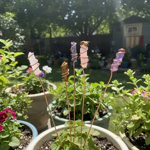 Crystal Hexagonal Plant Stakes Set of 5, Garden Decor, Home Decoration, Outdoor Flower Pots, Patio, Wedding Decor, Classic Design, Elegant