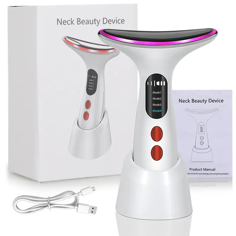 Microcurrent Neck Beauty Instrument With Base ,3 IN 1 Beauty Device ,Lifting and Tightening to Remove Neck Lines, Vibration Heating Massage Introduction Instrument