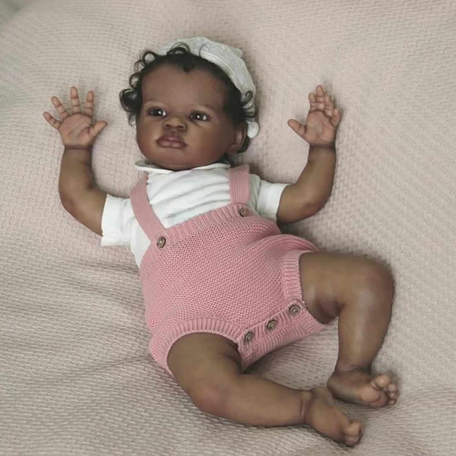 Lifelike Reborn Baby Dolls Black, 20inch Realistic Black Newborn Real Life Baby Dolls Soft Vinyl Baby Dolls with Clothes and Toy Gift for Kids Age 3+