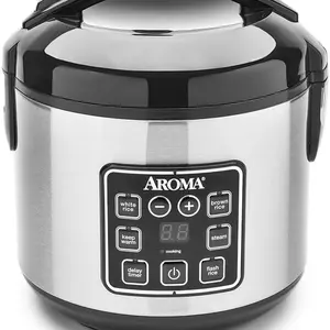 Aroma 8 Cup Digital Cool-Touch Rice Cooker and Food Steamer, Stainless