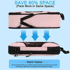 Set Compression Packing Cubes for Travel Women, Compression Bags Organizer for Packing Luggage Space Saving, Suitcase Organizer Set for Travel Essentials - Pink