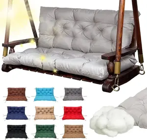 Replacement Swing Cushions for Outdoor Furniture: 2-3 Seater  Porch Bench Cushions with Ties and Backrest - 4" Thick Patio Swing Chair Cushion for Garden Backyard