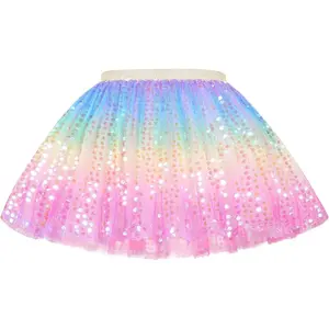 KF5-CPA03  Girls Sequin Skirts Toddler Tutu Skirt Tulle Dance Skirts Girls Birthday Fashion Clothes