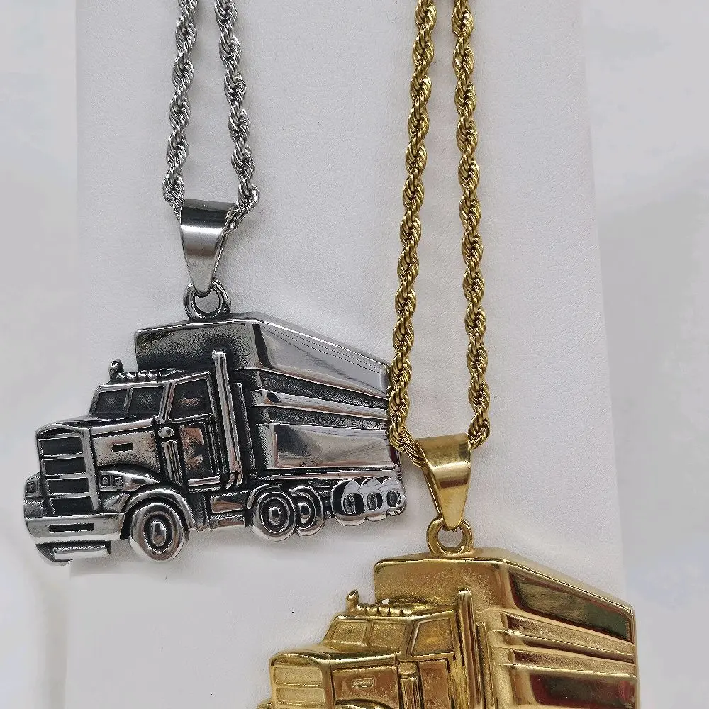Truck Pendant Necklace Stainless Steel 18K Gold Plated