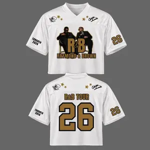 UsherXChris Football Crop Top Jersey | Custom Name 2026 Concert R&B Tour Jersey, Brown Fan Gift