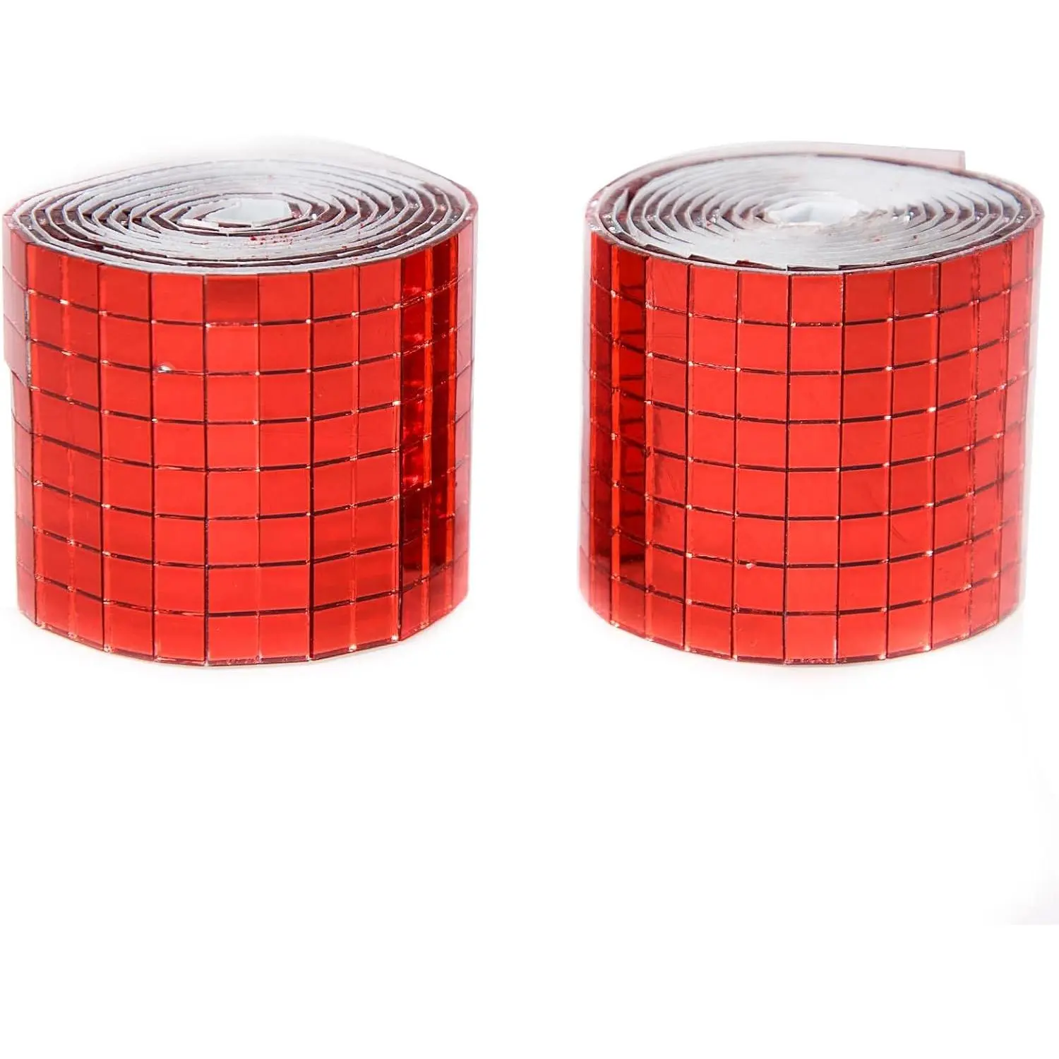 Self Adhesive Red Glass Mirror Mosaic Tiles, 2 Rolls 3200 Pieces Disco Ball Tiles for DIY Craft, Interior, Art Collage, Card Making, Cups 5x5 mm