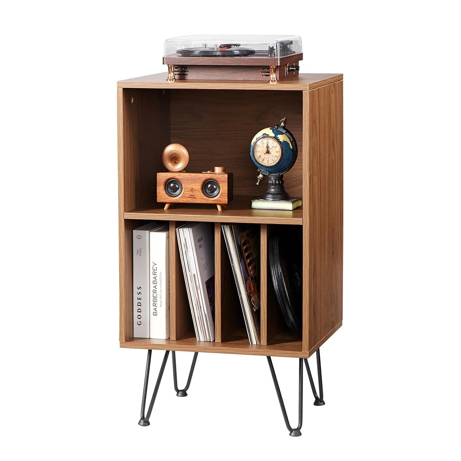 【SummerFinds】VEVOR Record Player Stand,  , 3 Tiers Turntable Stand with Record Storage, Holds up to 150 Albums, Vinyl Record Storage Cabinet with Metal Legs for Bedroom, Living Room, Brown