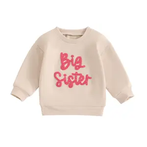 Big Sis Sweater Toddler Baby Girls Sweatshirts Long Sleeve Crew Neck Embroidered Letter Pullover Top Sister Matching Clothes