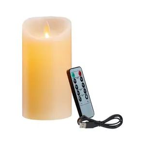 LED Candles, Flickering Flameless Candles, Rechargeable Candle, Real Wax Candles with Remote Control,12.5cm A