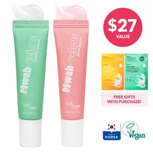 SoloVegan Lip Duo Value Set: Spring Glow Mwah-velous Guava Hydrating Treatment with Shea, Hyaluronic Acid, Lip Balm + Moisturizer, Lipstick, Free Hydrogel Mask & 2 Bonus Gifts