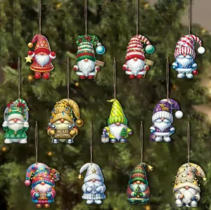 24 PCS Handcrafted Wooden Christmas Gnome Hanging Ornaments - Perfect Gift for the Holiday Season - Christmas Gnome Decorations, Ideal for Christmas, Thanksgiving, New Year & Celebrations, Festive Gnome Ornaments Painting christmas decorations