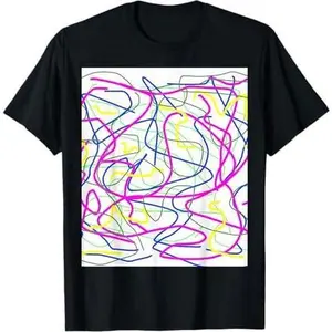 Random colorful lines in greens purple blue and yellow T-Shirt