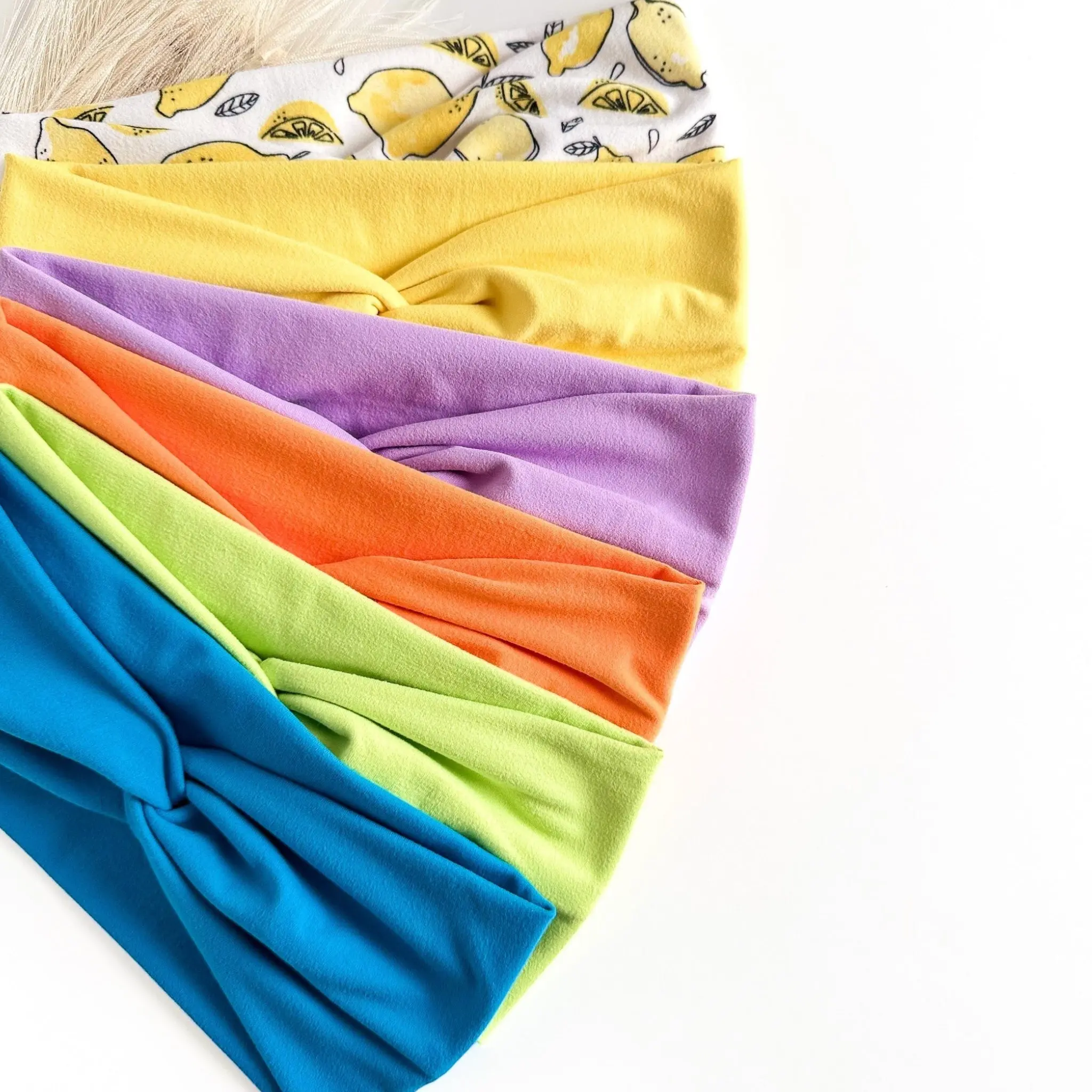 Women's Handmade Twist Front Headbands - Soft Stretch, Bold Solids, Vibrant Print, Stylish Twist Front Design, One Size, Citrus Coral, Everyday Wear Casual Hair Accessories, Daily