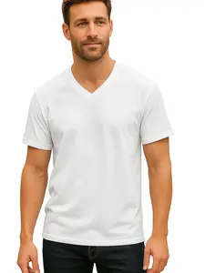 A1 Sports Wear Men's V-Neck White T-Shirt Classic Cotton Short Sleeve Undershirt Multipack Options 2 4 6 Pack for Everyday Wear
