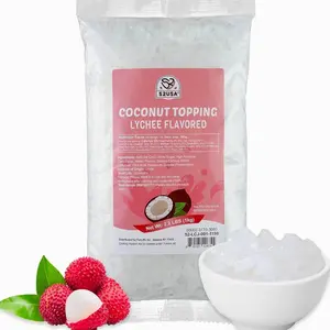 52USA Lychee Flavored Coconut Jelly 1kg (2.2 lbs) Topping for Desserts and Boba Tea, Premium Coconut Gel Strip for Smoothies and Drink