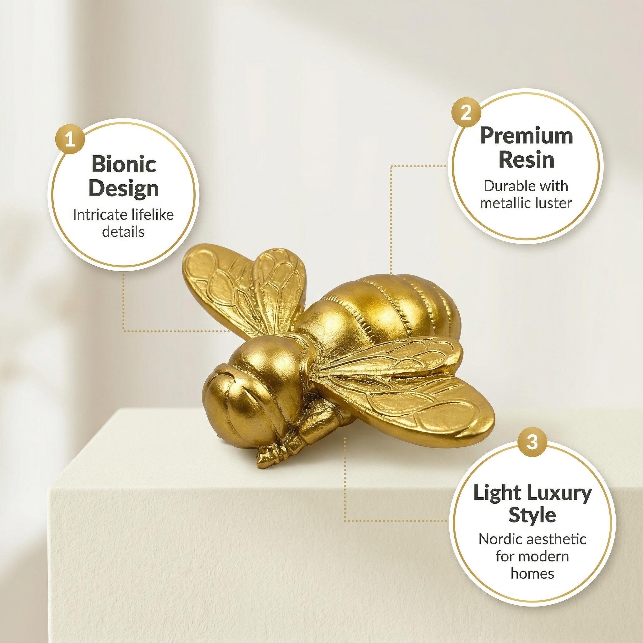 Vintage gold bee wall sculpture, resin bumblebee art piece for gallery walls, classic-style office study decoration, creative nature-inspired home decor, sophisticated room aesthetic, 1 pc bee ornament