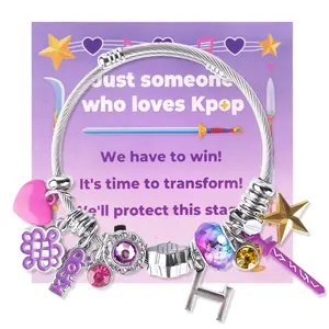 KPop Bracelet - Iconic Purple Aesthetic Pendant Bangle with Gemstones & Korean Knots Perfect Christmas Gift for Kpop Fans & Women