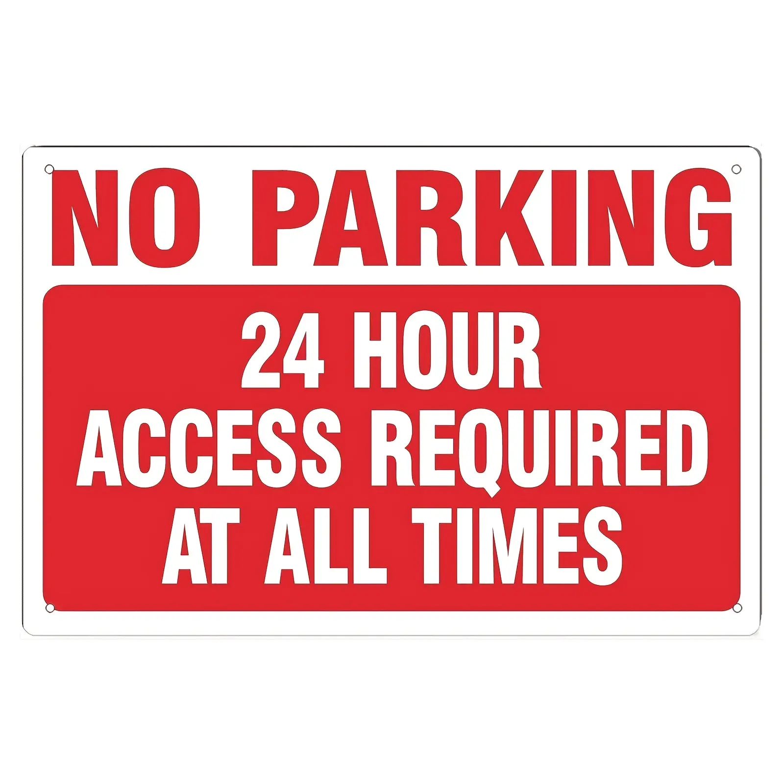Metal No Parking Sign - Universal 24 Hour Access Required, Durable Weather-Resistant, Pre-Drilled for Easy Installation, 8x12 inches