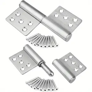 2pcs Heavy-Duty 304 Stainless Steel Lift Off Door Hinges, 5.25"x4" Removable Flag Hinges with Screws for Easy Installation, Supports Up to 77 lbs, Ideal for Wooden Doors