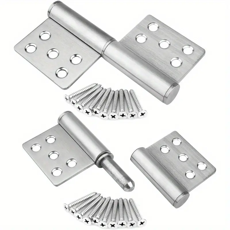 2pcs Heavy-Duty 304 Stainless Steel Lift Off Door Hinges, 5.25"x4" Removable Flag Hinges with Screws for Easy Installation, Supports Up to 77 lbs, Ideal for Wooden Doors
