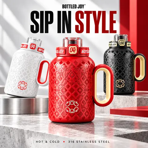 Lightweight Thermal Drink Bottle 1L - Double-Wall 316 Stainless Steel Vacuum Flask, 2-Way Sip Lid & Straw, 12H Hot/Up to 24H Ice-Cold Sips, Dishwasher Safe, Portable for Runners, Gym Use