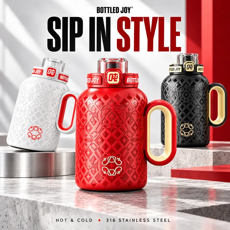 Lightweight Thermal Drink Bottle 1L - Double-Wall 316 Stainless Steel Vacuum Flask, 2-Way Sip Lid & Straw, 12H Hot/Up to 24H Ice-Cold Sips, Dishwasher Safe, Portable for Runners, Gym Use
