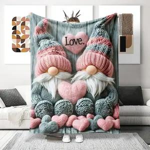 Flannel Throw Blanket with Dwarf Pattern, Multi-Color Design, Soft Shawl for Bed Sofa Floor, Perfect Choice for Dinosaur Lovers