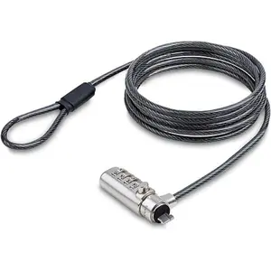 StarTech SNANOC4D-LAPTOP-LOCK 6.6 ft. Laptop Nano Cable Lock, Black & Silver