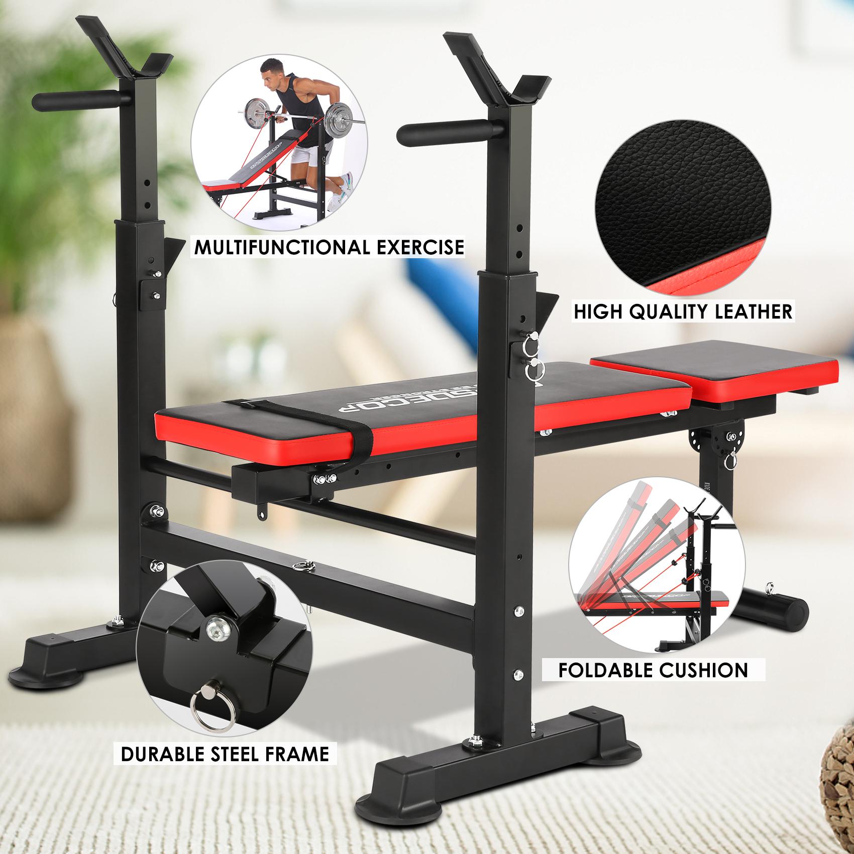 OPPSDECOR 6-in-1-660lbs Adjustable Weight Bench Set with Barbell Rack, Incline Bench Press, Leg Developer & Preacher Curl Capacity for Home Gym(bar and weight are not included)