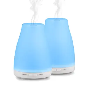 EcoGecko 2 Pack Essential Oil Diffuser Ultrasonic Aromatherapy Diffuser Cool Mist Humidifiers with 7 Color LED Lights &amp; Waterless Auto Shut-Off for Home Office Kitchen Bedroom