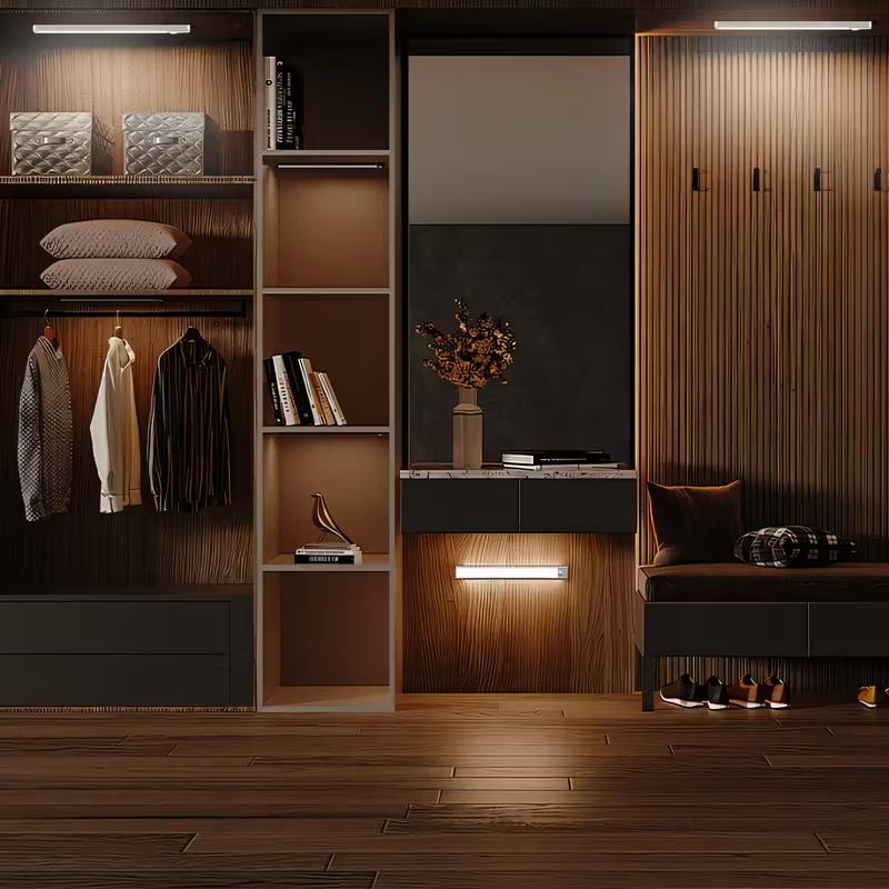 Motion Sensor Under Cabinet Lights 4 Pack, 3 Color Temperatures, Wireless USB Rechargeable, 2200mAh Battery, Magnetic Stick-On, 200 Lumens, Auto & Always-On Modes, Indoor Closet & Kitchen Lighting Dimmable Nightlight