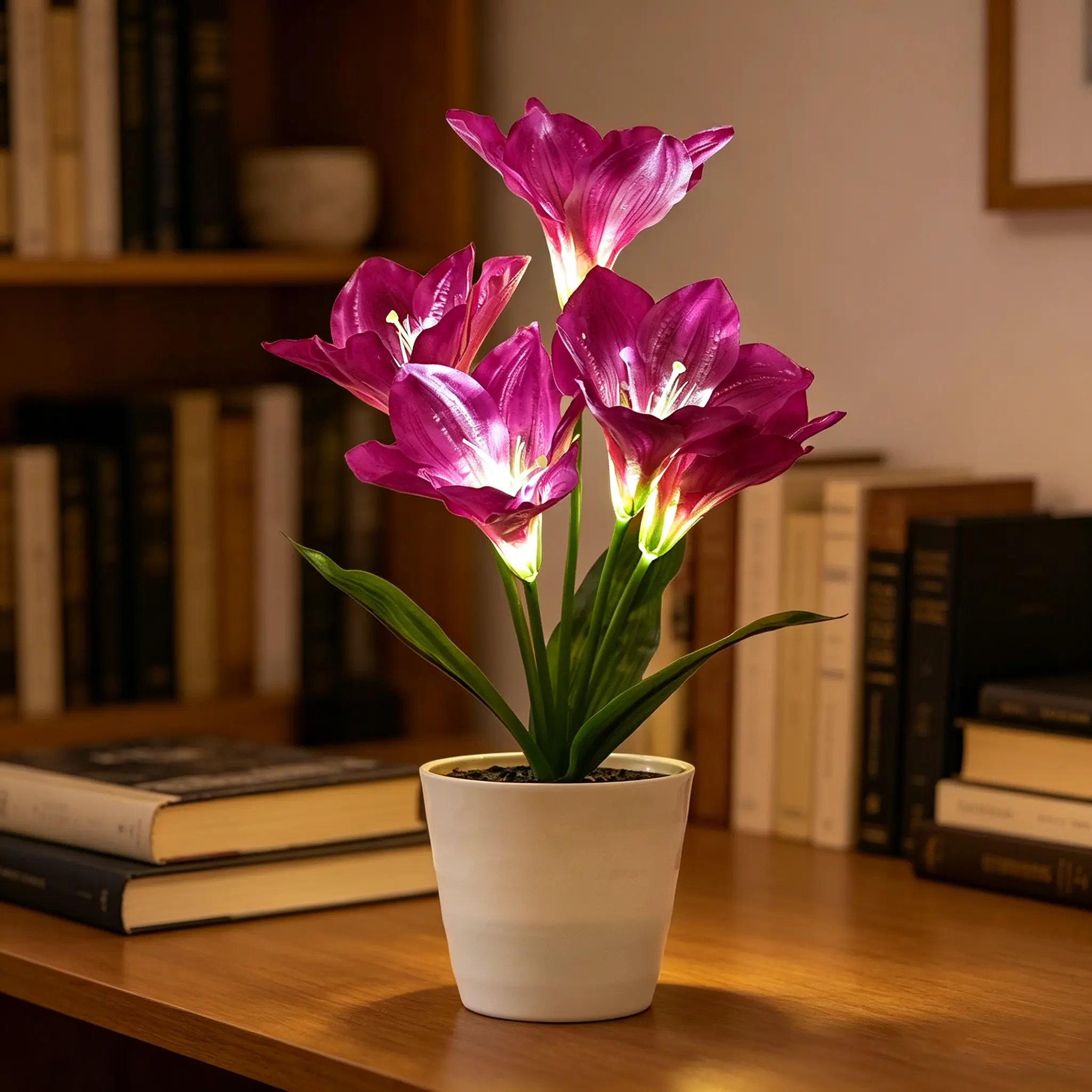 Contemporary LED Artificial Lily Night Light - Purple Shabby Chic Romance Decorative Lamp, Grandma/Mom-Focused Valentine's Day/Birthday-Themed Gift for Home Bedroom Decor