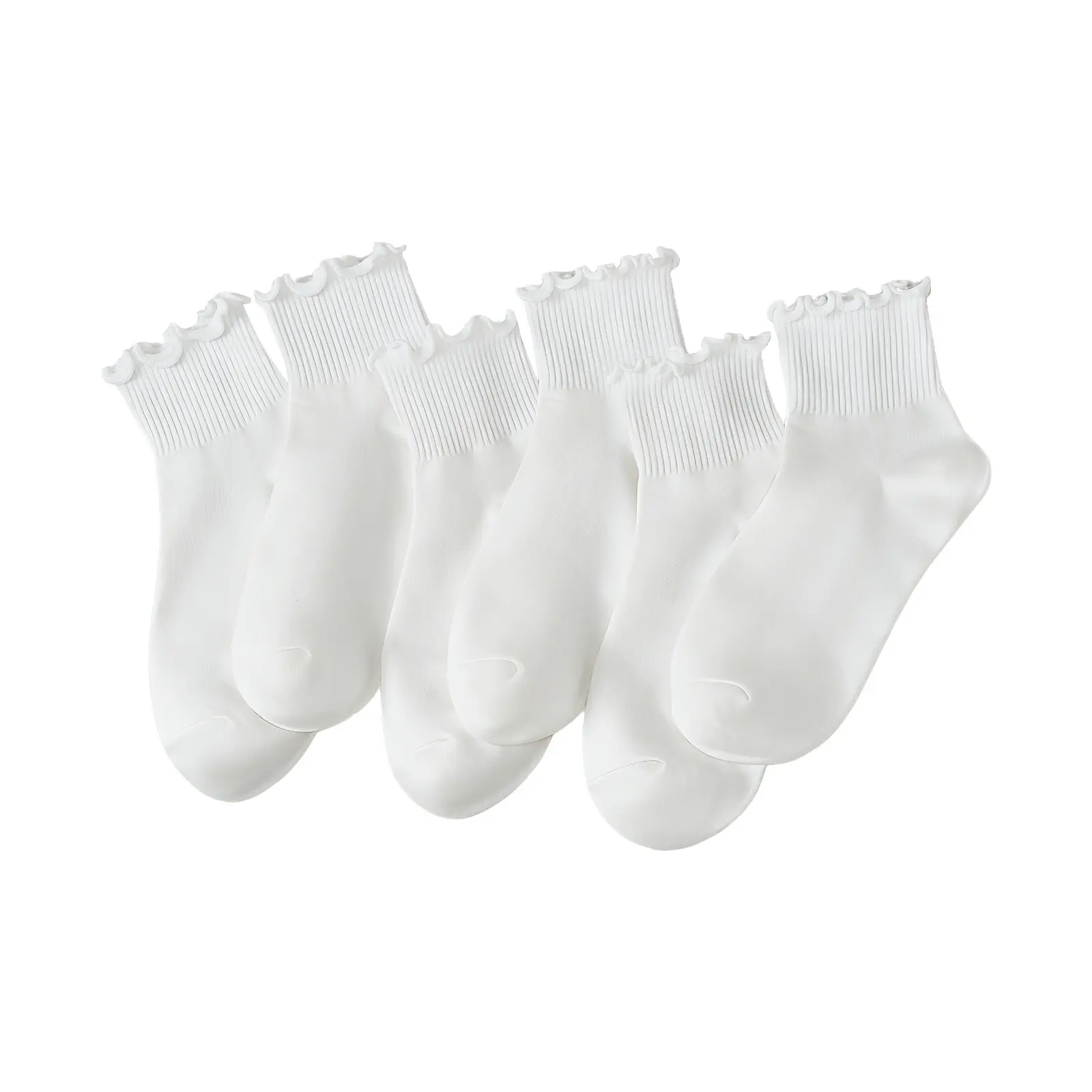 6 Pairs of Ruffle Socks Women, Cute Ruffle Ankle Socks