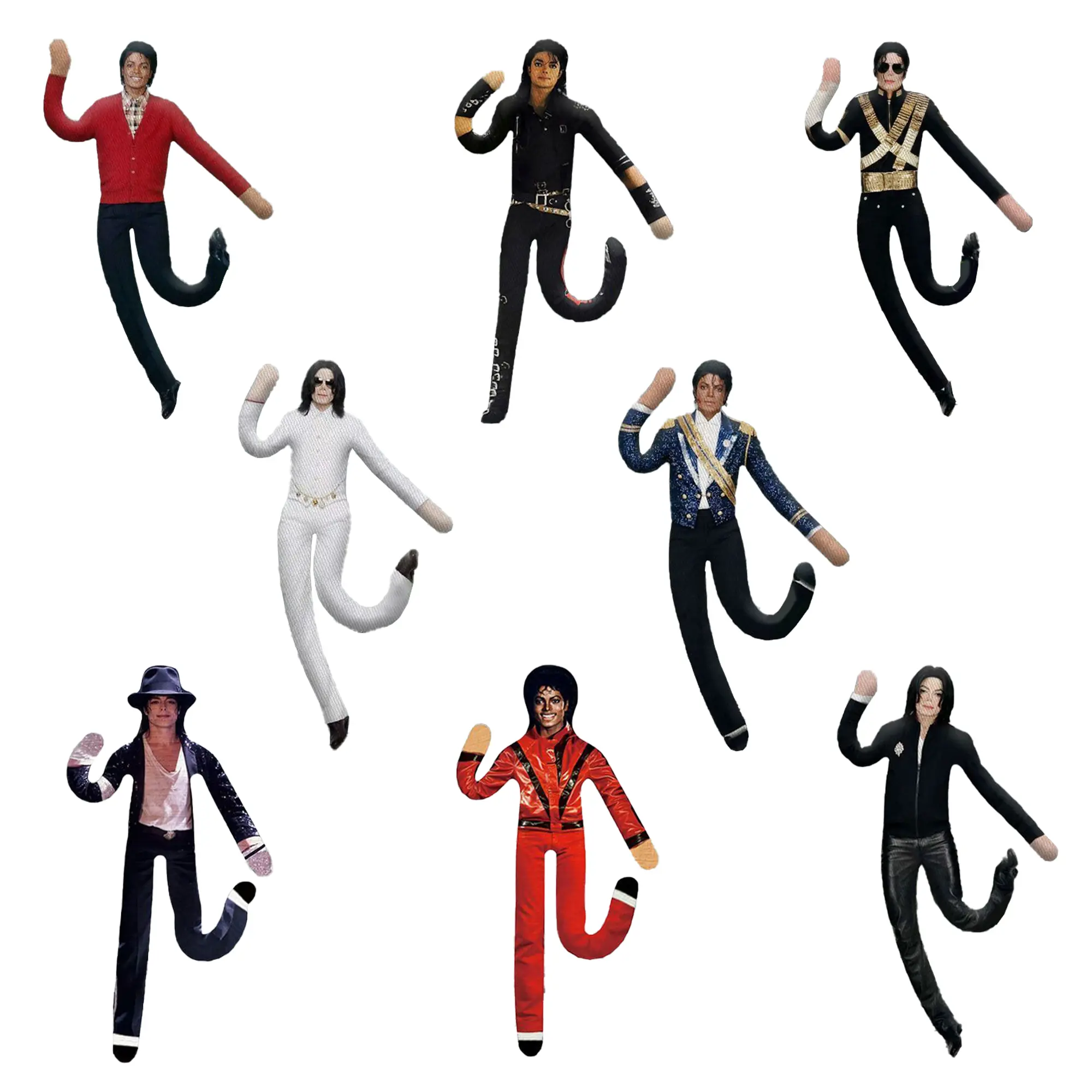 Michael Bendable Plush Doll, 11inch Jackson Posable Wire‑Filled Figure Toy, Multiple Classic Outfit Styles, Reversible Double‑Sided Design, Collectible Plush Ornament for Pop Music Fans, Creative Desktop Display Gift