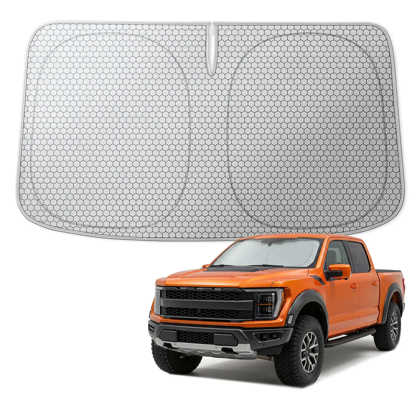 【FathersDayGift】WOLFBOX Graphene Car Windshield Sun Shade with Ice Silk Technology Advanced Heat Dissipation Fabric, Blocks 99% UV & Infrared Rays, Foldable Front Window Sunshade