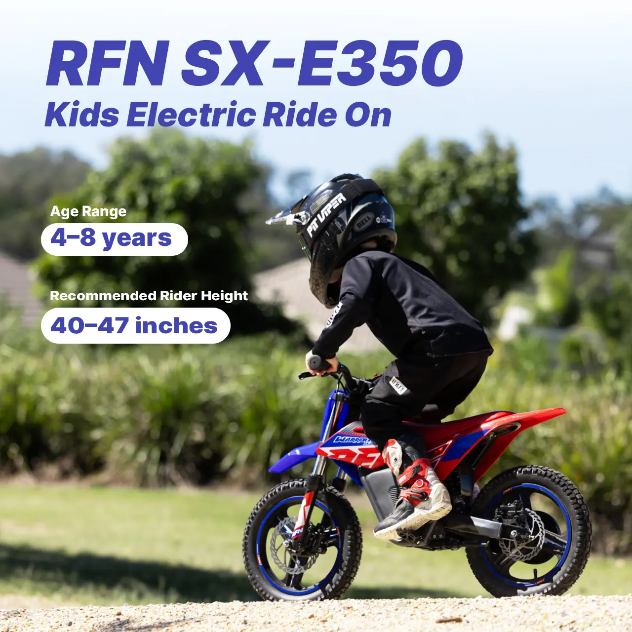 【RFN】 SX-E350 Kids Electric Bike for Ages 4–8, 3 Speeds (6/12/18 mph) – 14" Mag Wheels, 13-Mile Range, CE/UL + Oil-Damped Suspension & Magnetic Wrist Tether – The Best Choice from First Ride to True Passion