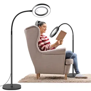 10X 30X Floor Magnifying Glass with Light and Stand, 72 LED Floor Magnifying Lamp, 3 Color Modes 10 Stepless Dimmable Floor Magnifiers for Reading, Sewing, Crafts, Painting, DIY, Close Work
