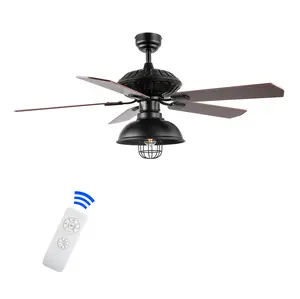 JONATHAN Y Ashton Farmhouse Industrial Iron Dome Shade LED Ceiling Fan With Remote; for Bedroom, Living Room, Kitchen, Office