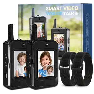 Video Walkie Talkies for Kids, 2 Pack Handheld Rechargeable Video Intercom Kids Walkies Talkies, Indoor Outdoor Toys for Family Games, Outside, Camping, Hiking for Boys Girls Ages 3-12, Birthday Gifts, Black