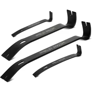 4-Piece Flat Pry Bar Set 15",12",7",5.25" Heavy Duty High Carbon Steel Forged Nail Puller Baseboard Trim Removal Tool Kit